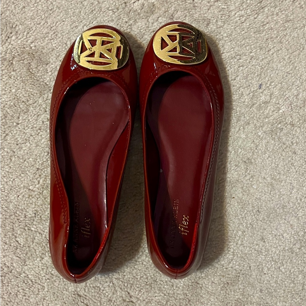 Tory Burch Burgundy Flats with Gold Accent